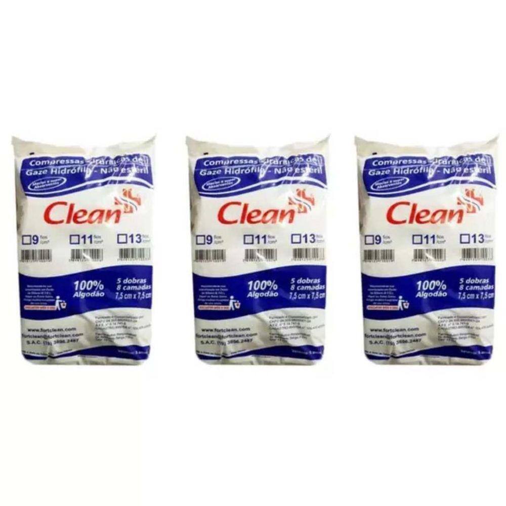 3 Pacotes Compressas De Gazes 13 Fios 180G Pacote Curativo