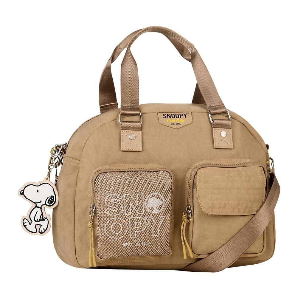 Bolsa Baú G Oficial Snoopy Colors Em Nylon Sp2848 Taupe