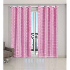 Cortina Voil Xadrez Sala, Quarto E Cozinha 5,00 X 2,80 Rosa