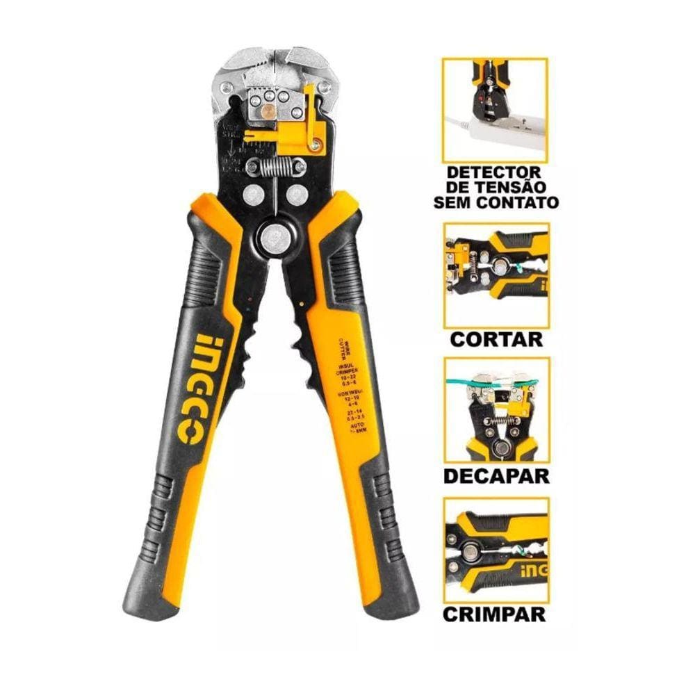 Alicate 4X1 Cortador Desencapador Crimpador E Detecta Tensão