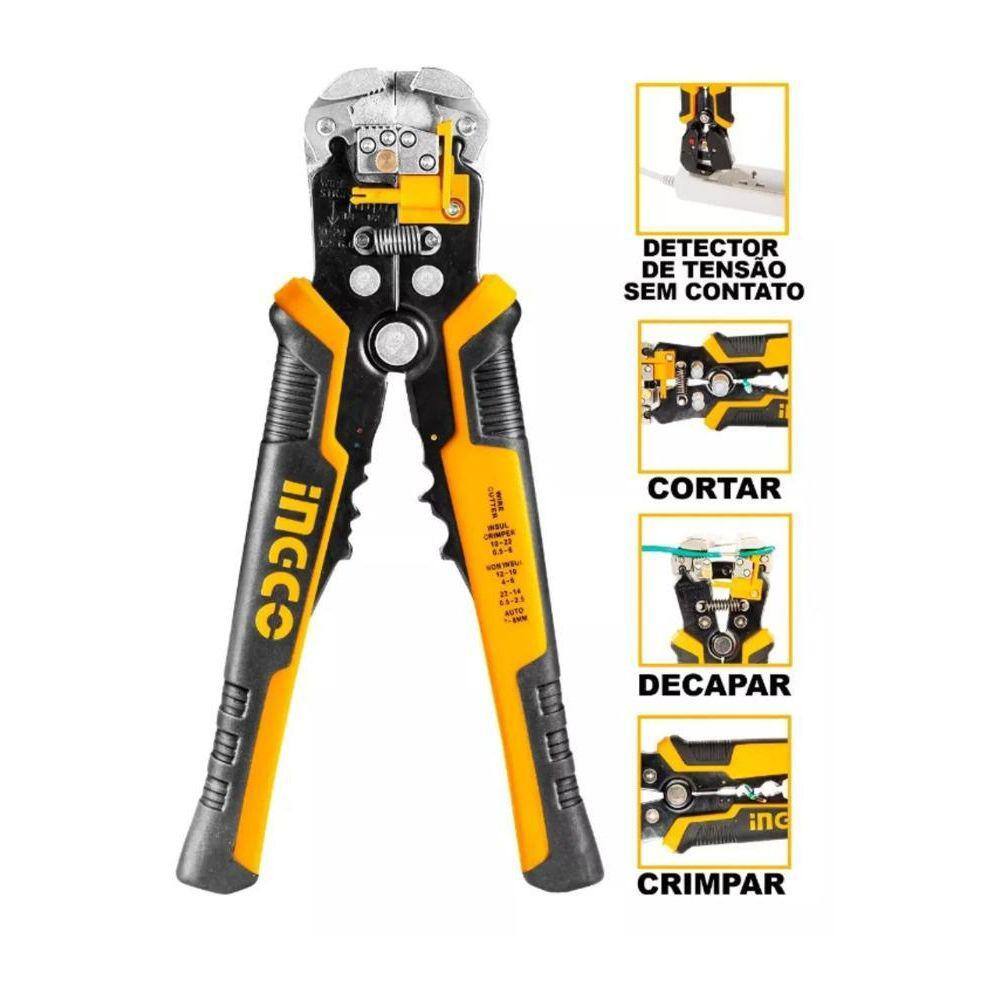 Alicate 4X1 Cortador Desencapador Crimpador E Detecta Tensão