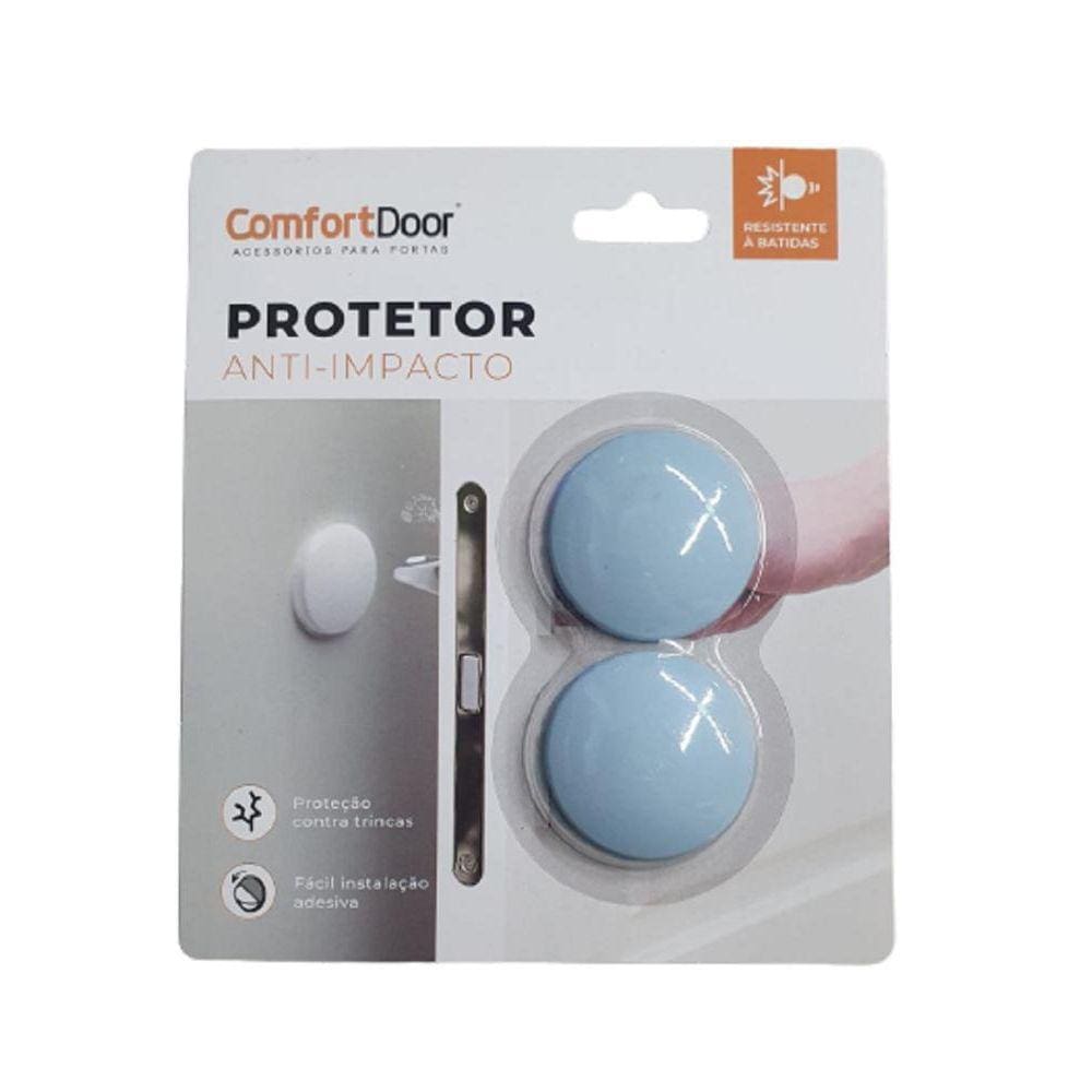 Protetor Adesivo Porta Maçaneta Parede Anti-Impacto Azul