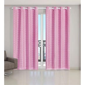 Cortina Voil Xadrez Sala, Quarto E Cozinha 3,00 X 2,80 Rosa