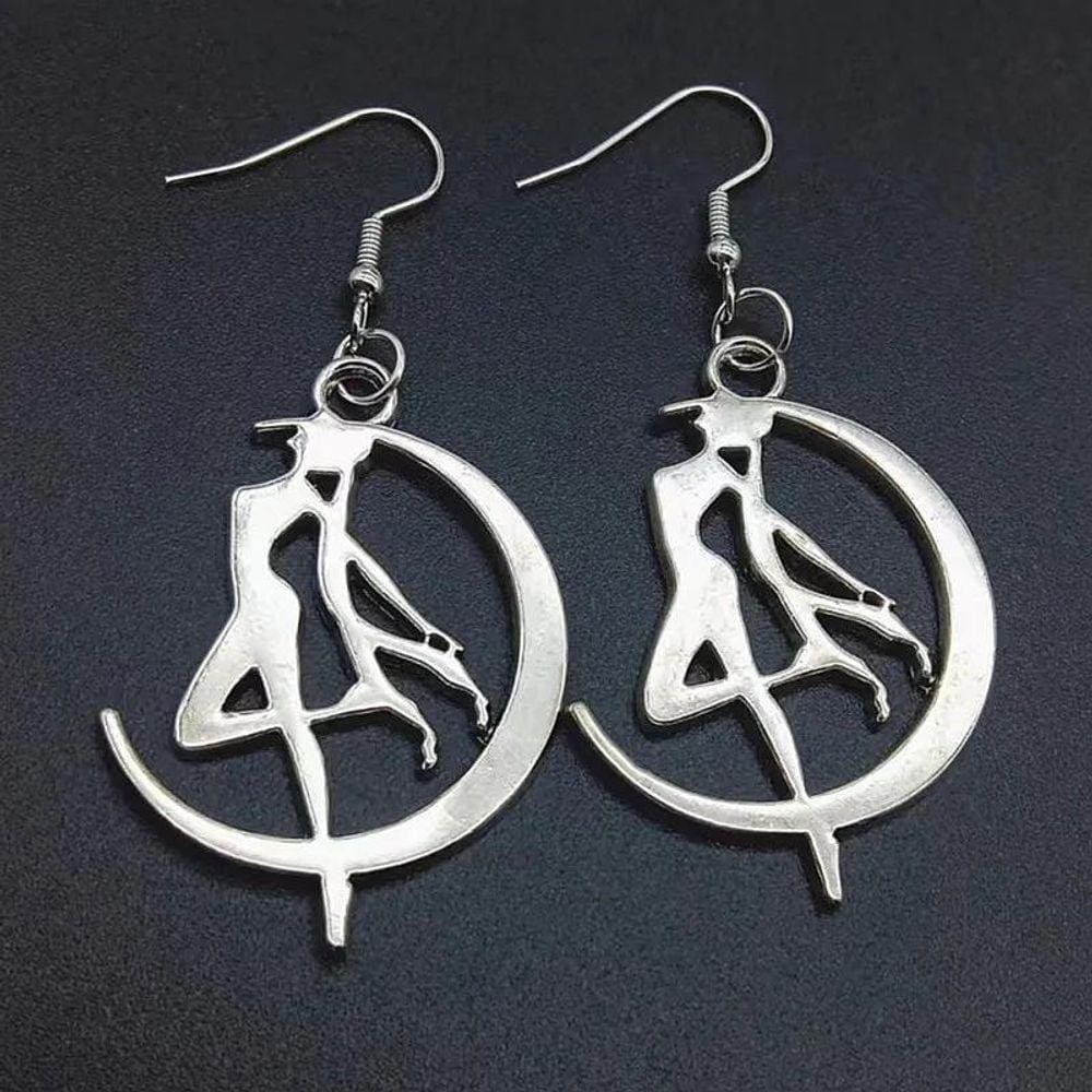 Brinco Anime Sailor Moon Brincos Prateados Pendurados