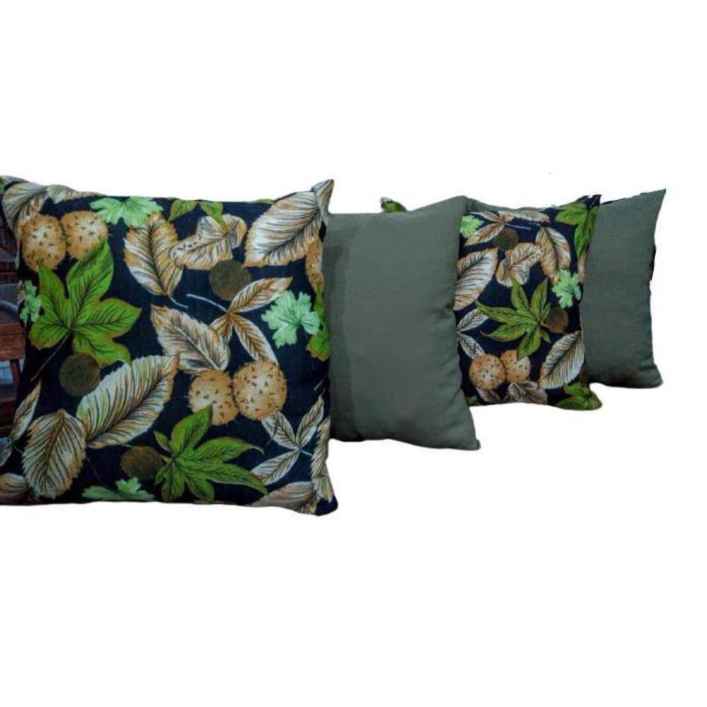 Kit Capa Para Almofada Floral Gorgurinho Verde 4 Peças