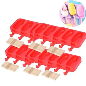 Kit 6 Formas 18 Sorvetes Picolé Silicone 50 Palitos E Tampa