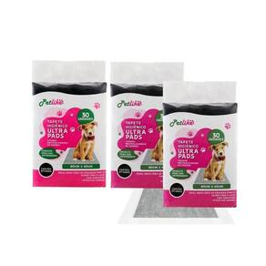 Tapete Higienico Ultra Pads Carvão 80Cm 90 Unid - Kit