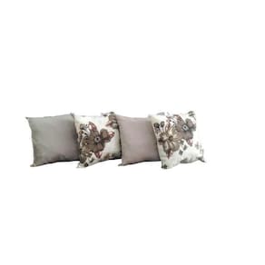 Kit Capa Para Almofada Floral Gorgurinho Areia 4 Peças