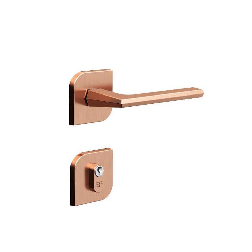 Fechadura Externa 3F 735E/127 Roseta Quadrada Rose Gold