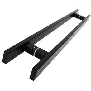 Puxador Inox Duplo Para Porta - Barra Chata Preto - 80 Cm