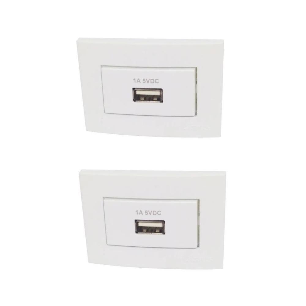 Kit 2 Tomadas Usb Charger 1 Saídas P/Moveis Margirius Branca