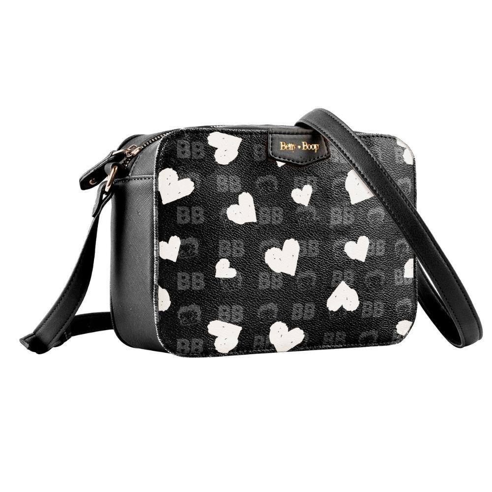 Bolsa Transversal Betty Boop Semax BP2901 Preta/Branca 22x16x7cm