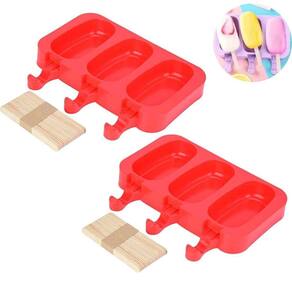 Kit 2 Formas 6 Sorvetes Picolé Silicone 50 Palitos E Tampa