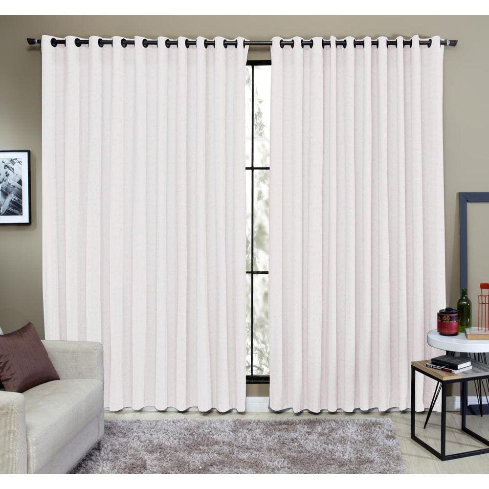 Cortina Tecido Rustico 6,00M X 2,60M Semi Blackout Branco