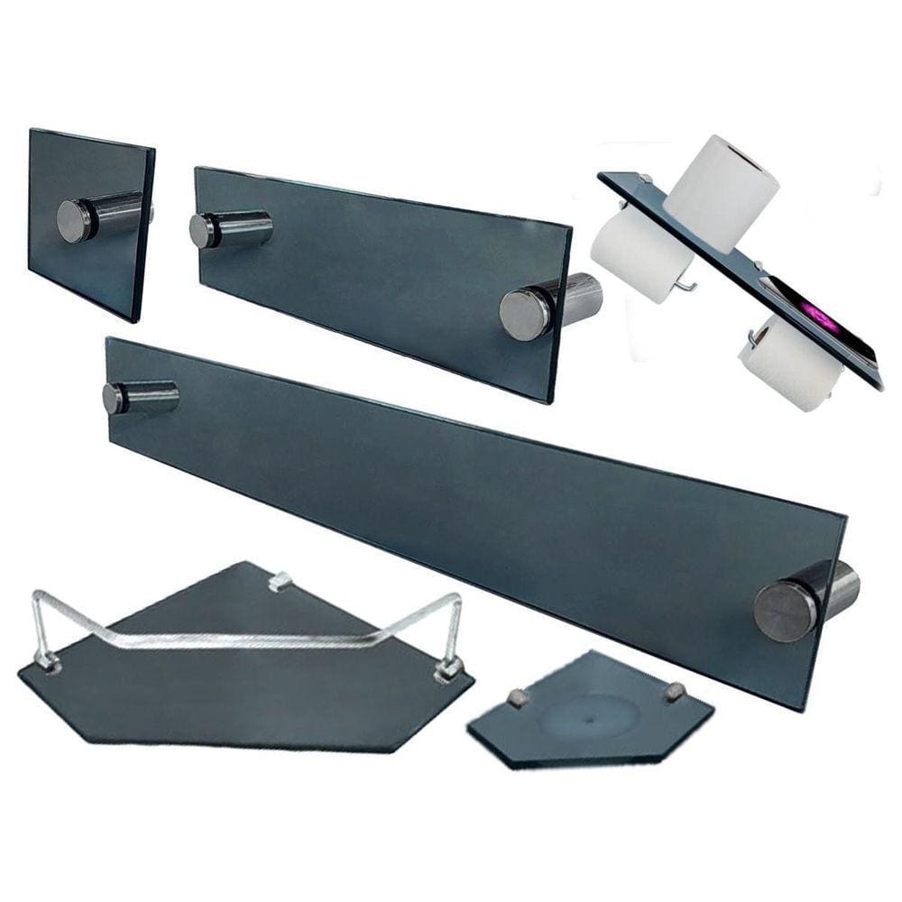 Kit Para Banheiro Premium Max Diamante Fumê 6 Peças