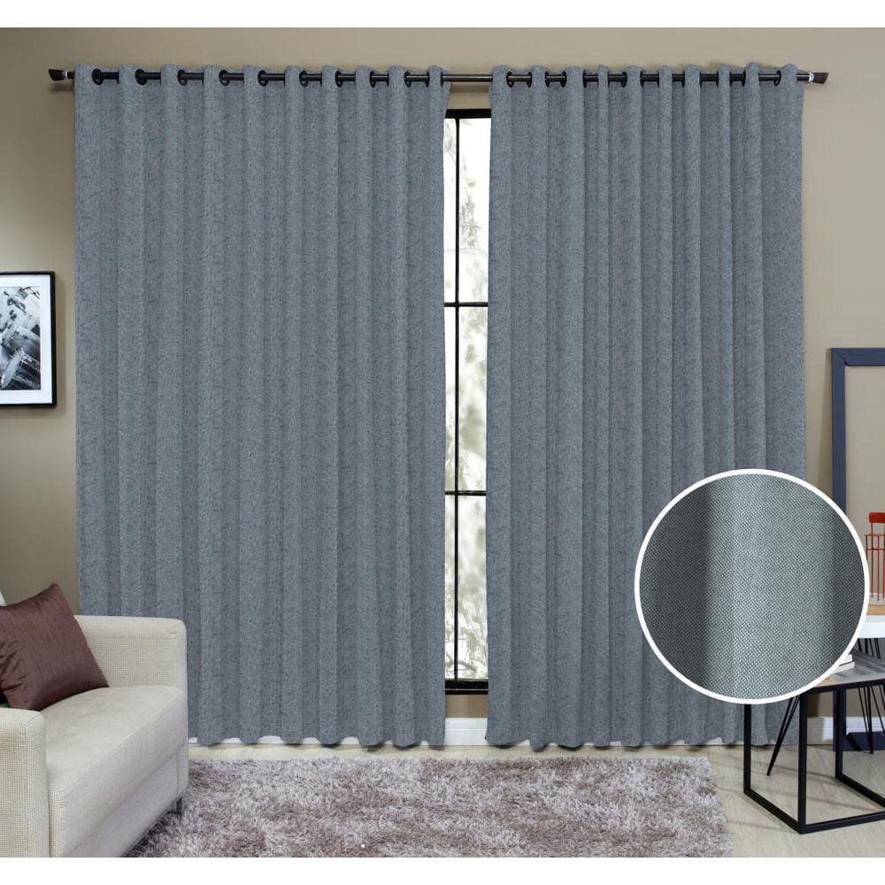 Cortina Tecido Rustico 3,00M X 2,40M Semi Blackout Azul