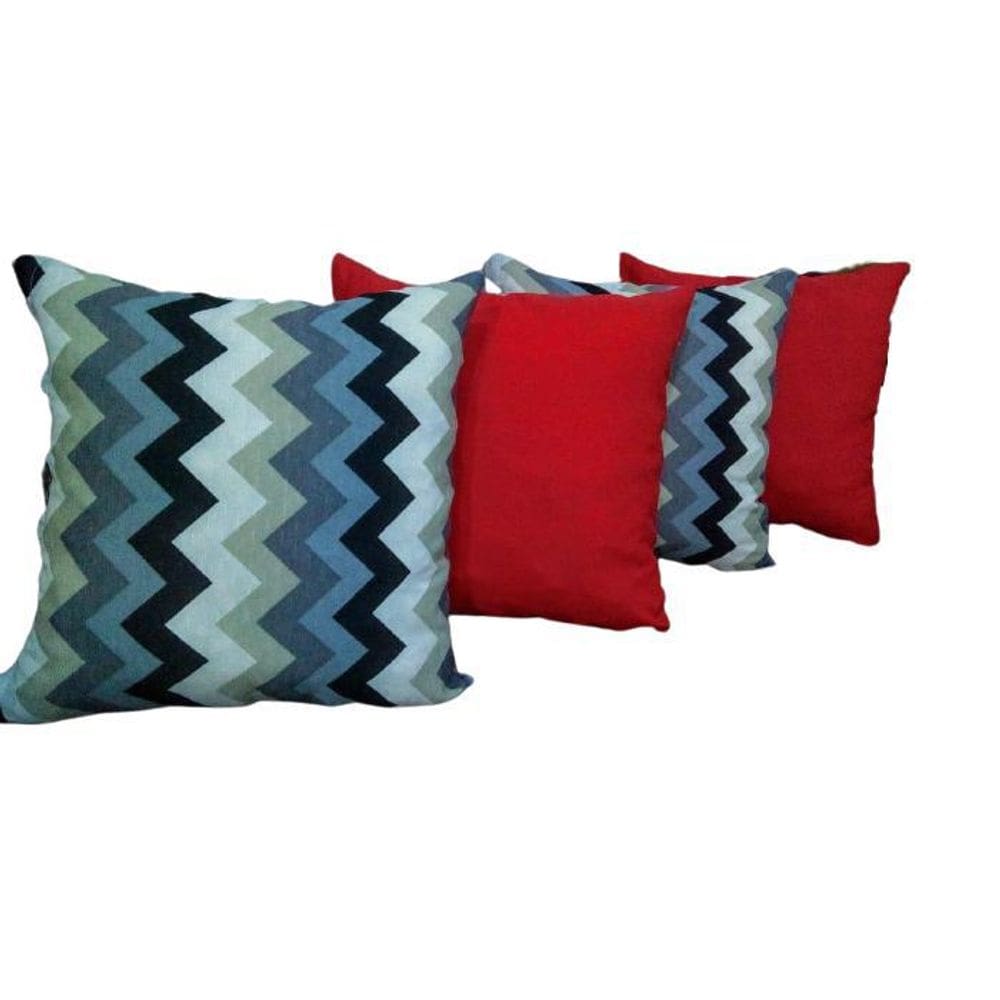 Kit Capa Para Almofada Listras Gorgurinho Vermelho 4 Peças