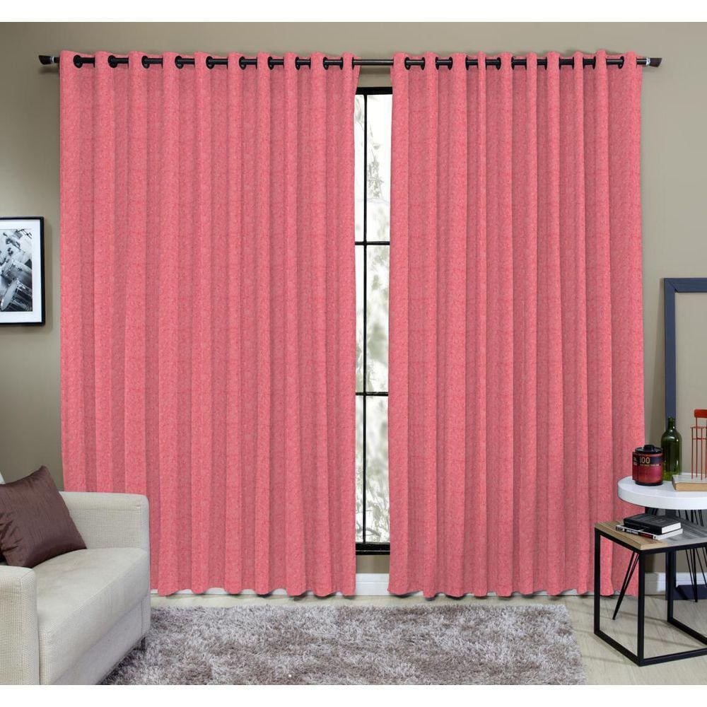 Cortina Tecido Rustico 6,00M X 2,40M Semi Blackout Vermelha