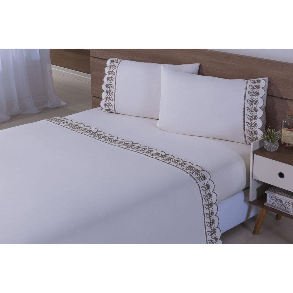 Jogo De Lençol Cama Viúva 100% Algodão 200 Fios 4 Pçs Marrom