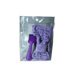 Kit Spa Facial Escova/Esponja Lilas/Branco+Faixa Lilas