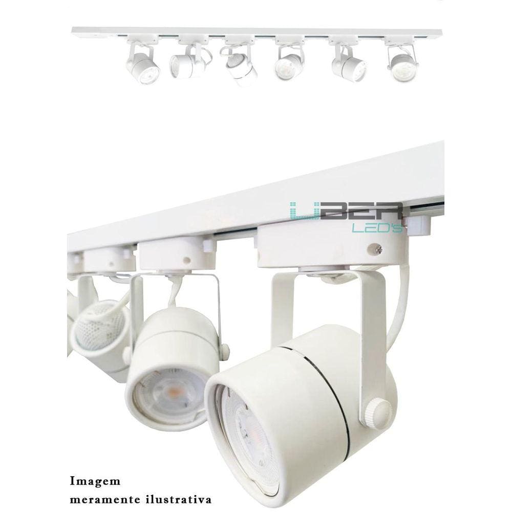 Kit Trilho Eletrificado 1 M Branco 4 Spot Gu10 Led 7W 4000K