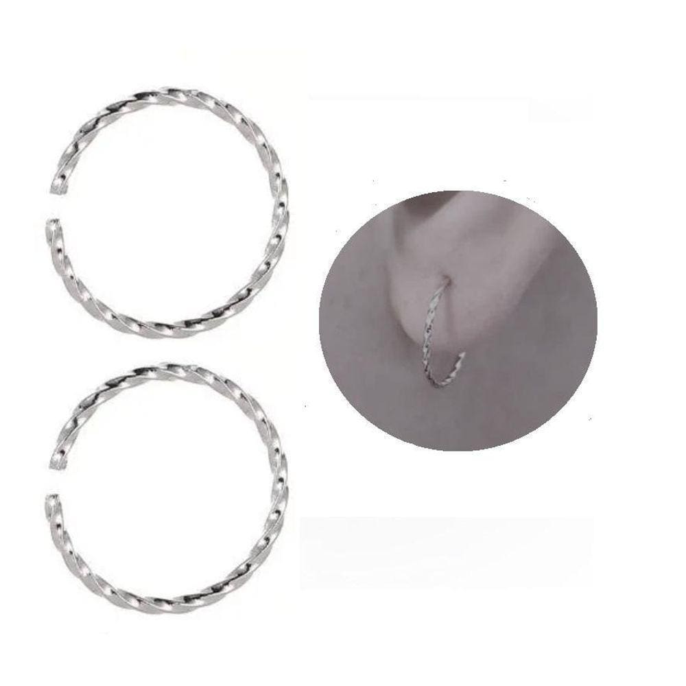 Brinco Torcido Argola Prateado Unisex De Ótima Qualidade