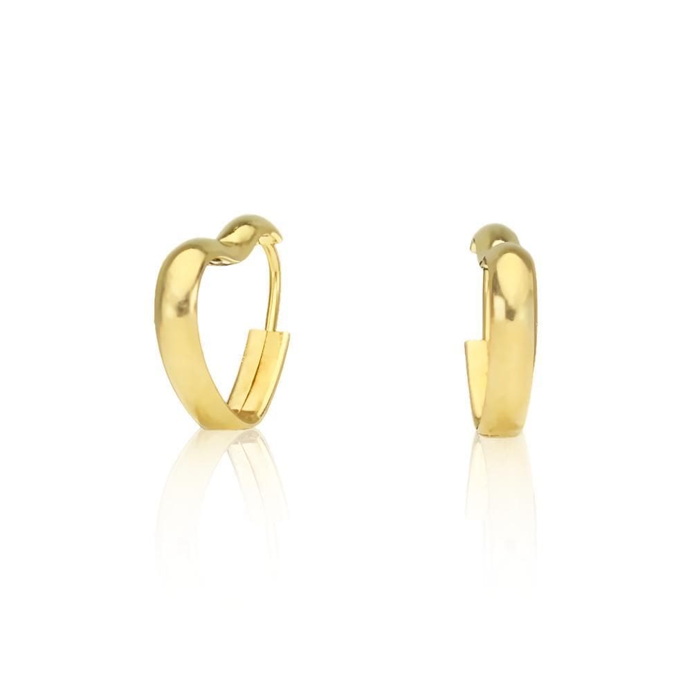 Brinco Argola Coração 1 Cm Em Ouro 18K