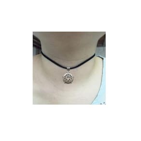 Colar Couro Sintético Vintage Pentagrama Escurecido Modelo