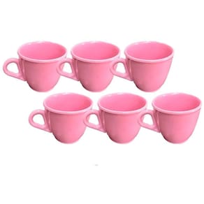 Kit 6 Xicaras Em Acrílico Cristal De Café - Chá Decor - Rosa