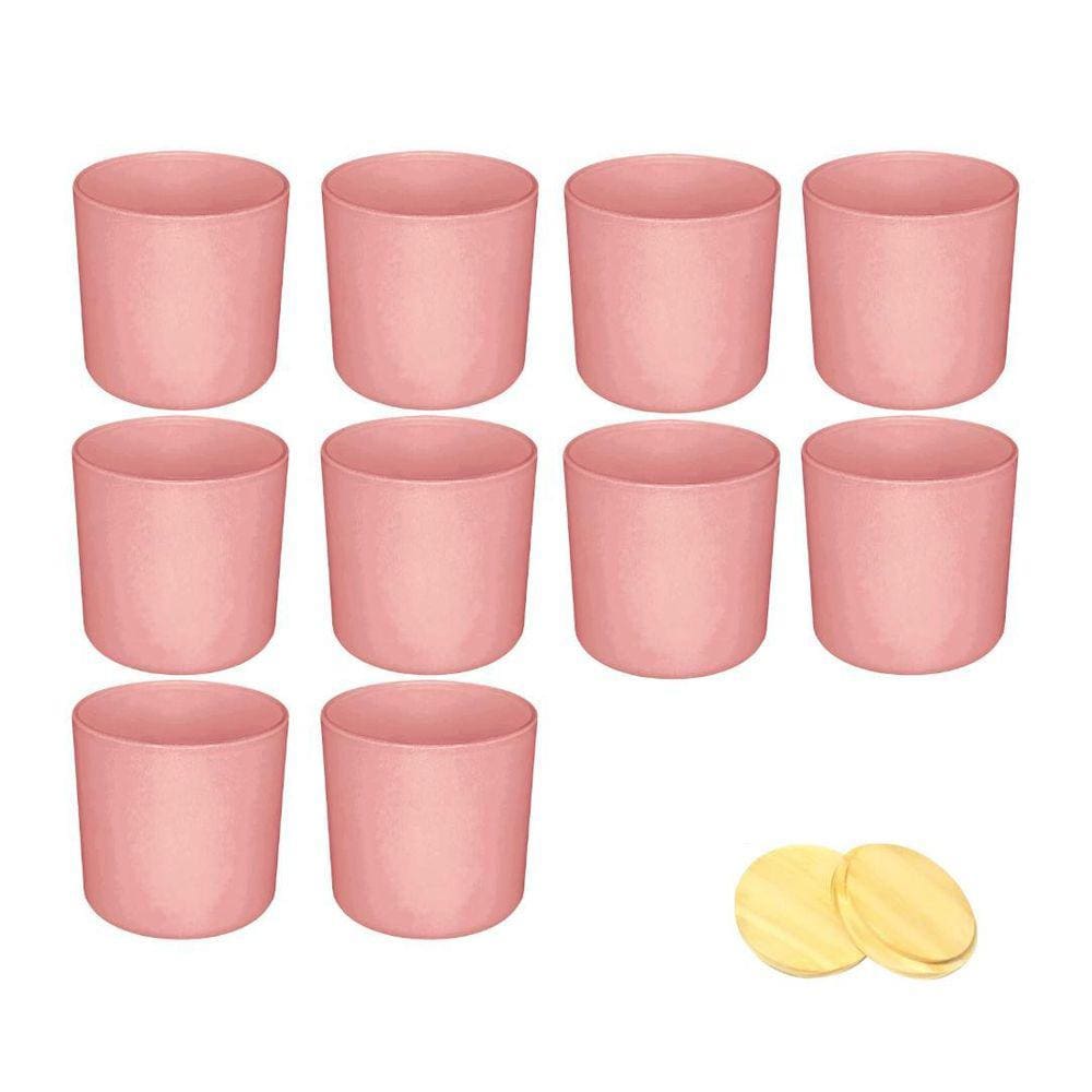 Kit Potes De Vidro Patê Rosa Jateado C/Tampa 220Ml