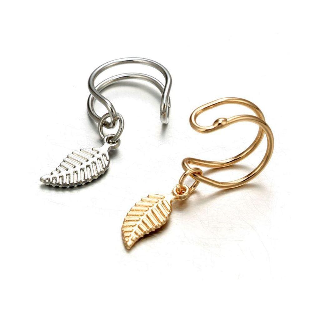 Brinco Piercing Argola Cartilagem Folha Folheado