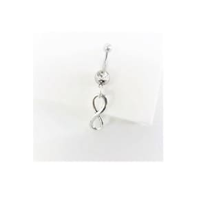 Piercing Umbigo Infinito Prateado Aço Cirúrgico Vintage