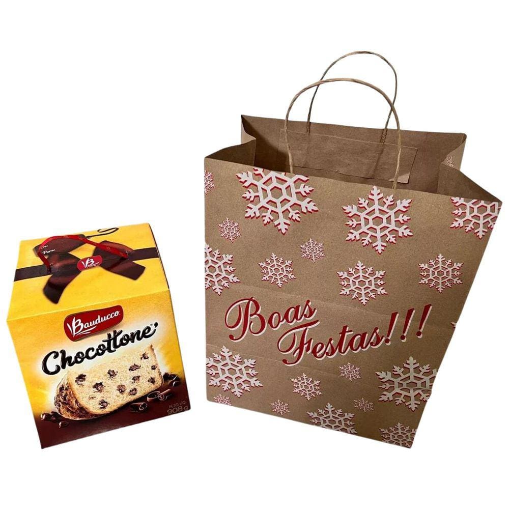 Sacola Kraft Natal Boas Festas 1kg 10 Un - Ilustrações