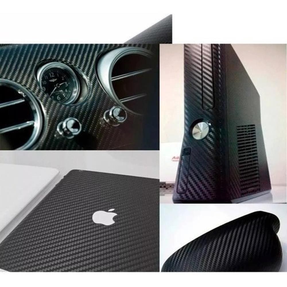 Envelopamento Fibra Carbono Preto 1Mx30Cm Para Coluna Carro