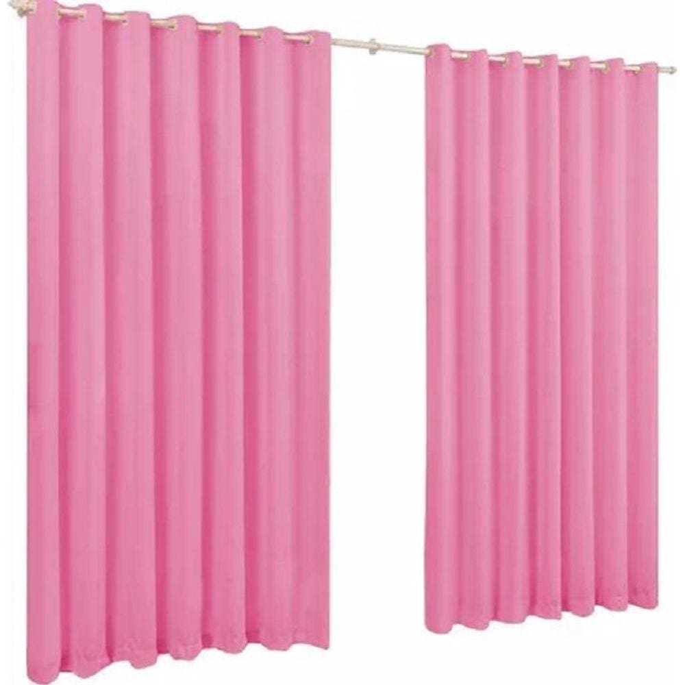 Cortina De Microfibra 6,00X2,50 Rosa Ilhós Cromado Quadrado.