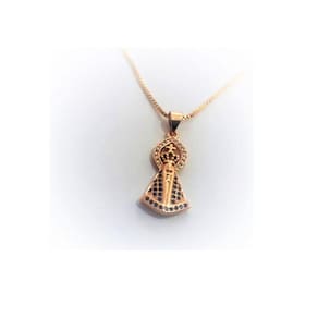 Cordão Folheado Com Pingente Nossa Senhora Zircônia Azul