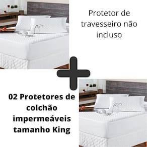 Kit 02 Protetor Colchão Capa Impermeável Branco Cama King
