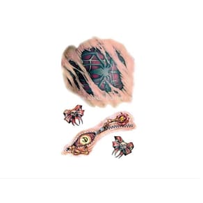 Tatuagem Temporária Pequena Assustador 3D Halloween Cosplay