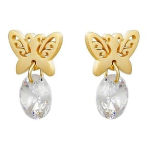 Brinco Infantil Aço Cirúrgico Borboleta Zirconia - Dourado