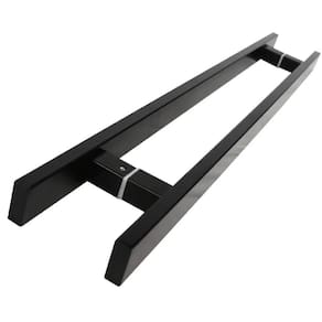 Puxador Inox Duplo Para Porta - Barra Chata Preto - 100 Cm