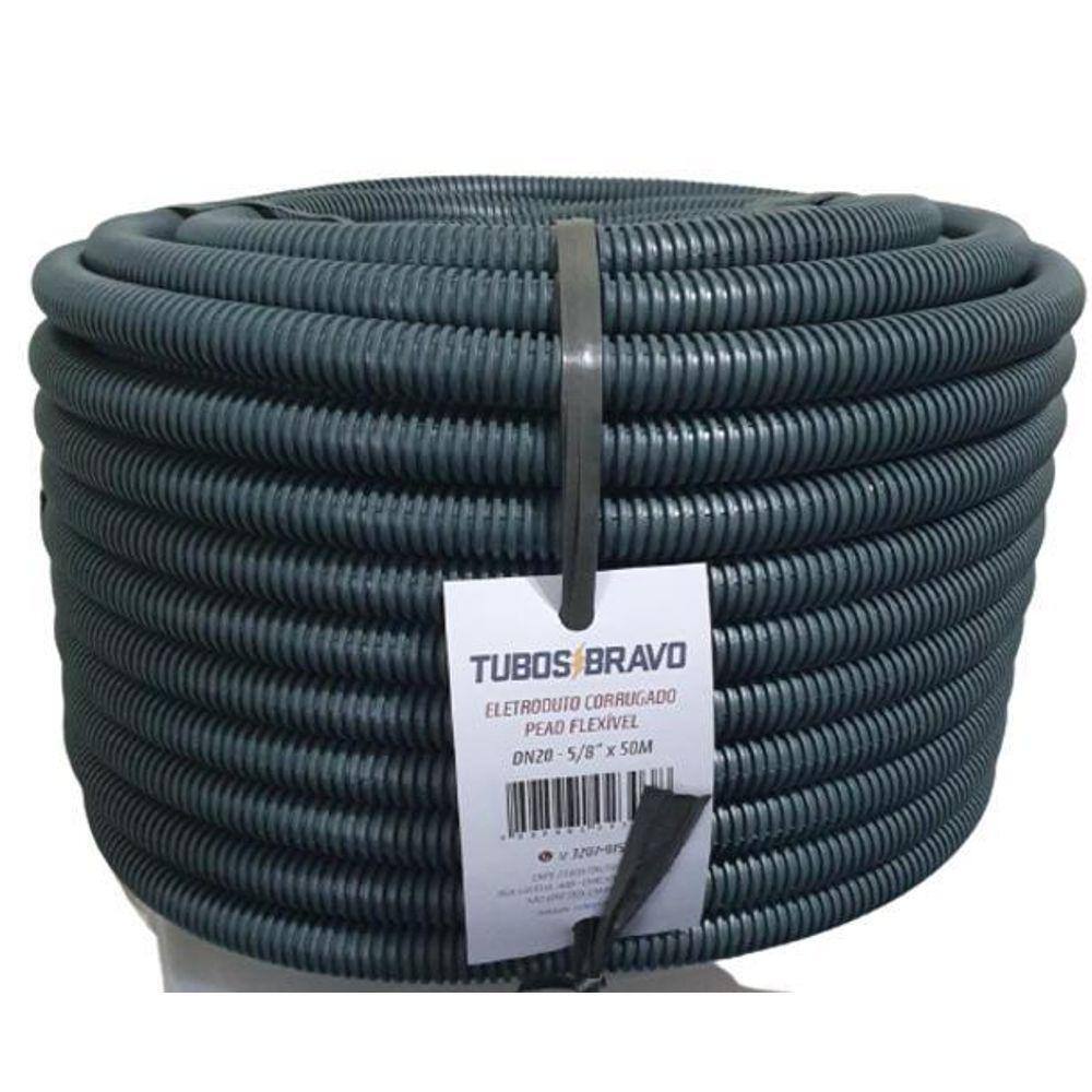 Conduíte Eletr. Corrugado Flexível Pead Cinza Dn 20 5/8X50M