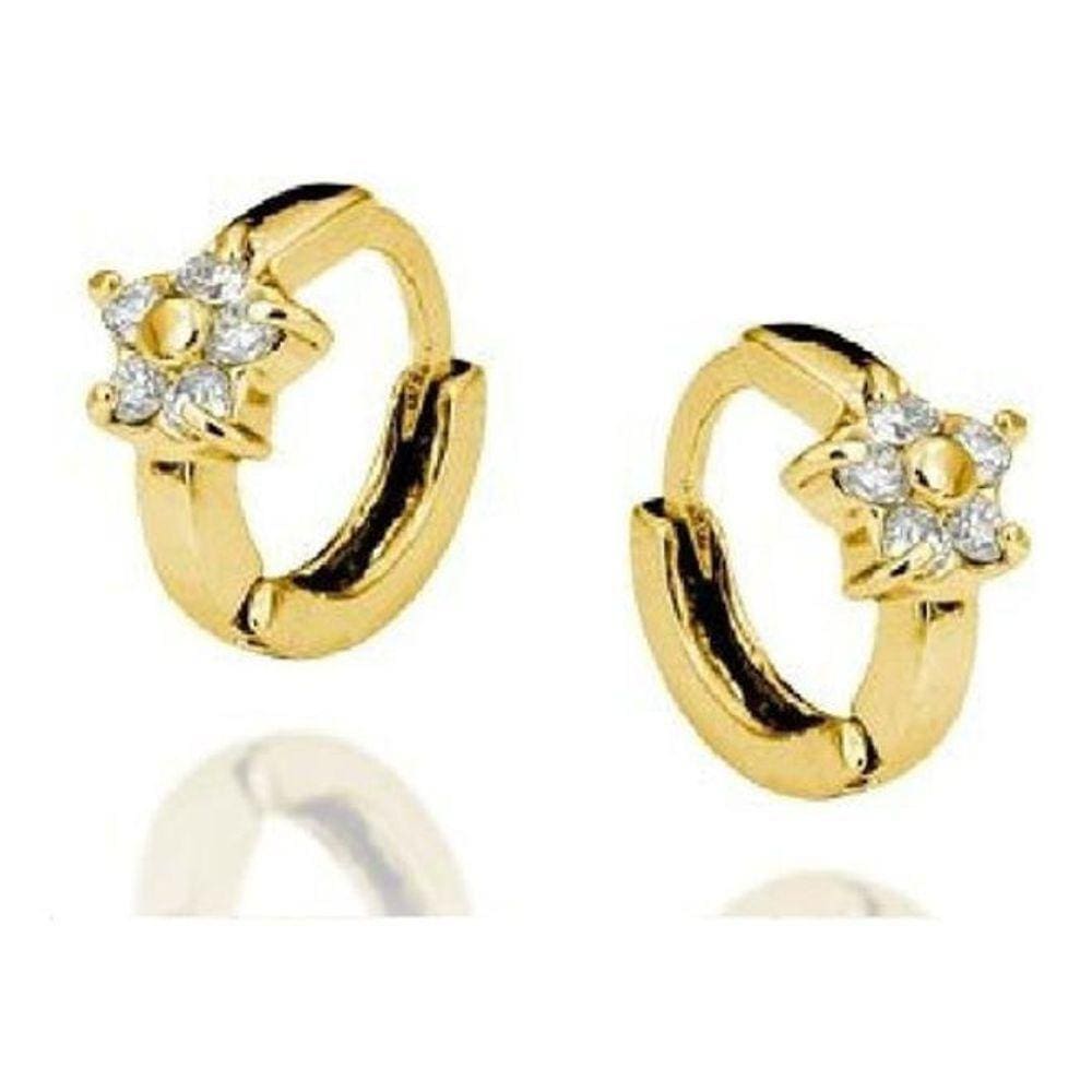 Piercing Cartilagem Argola Pedra Zirconia Flor - Dourado