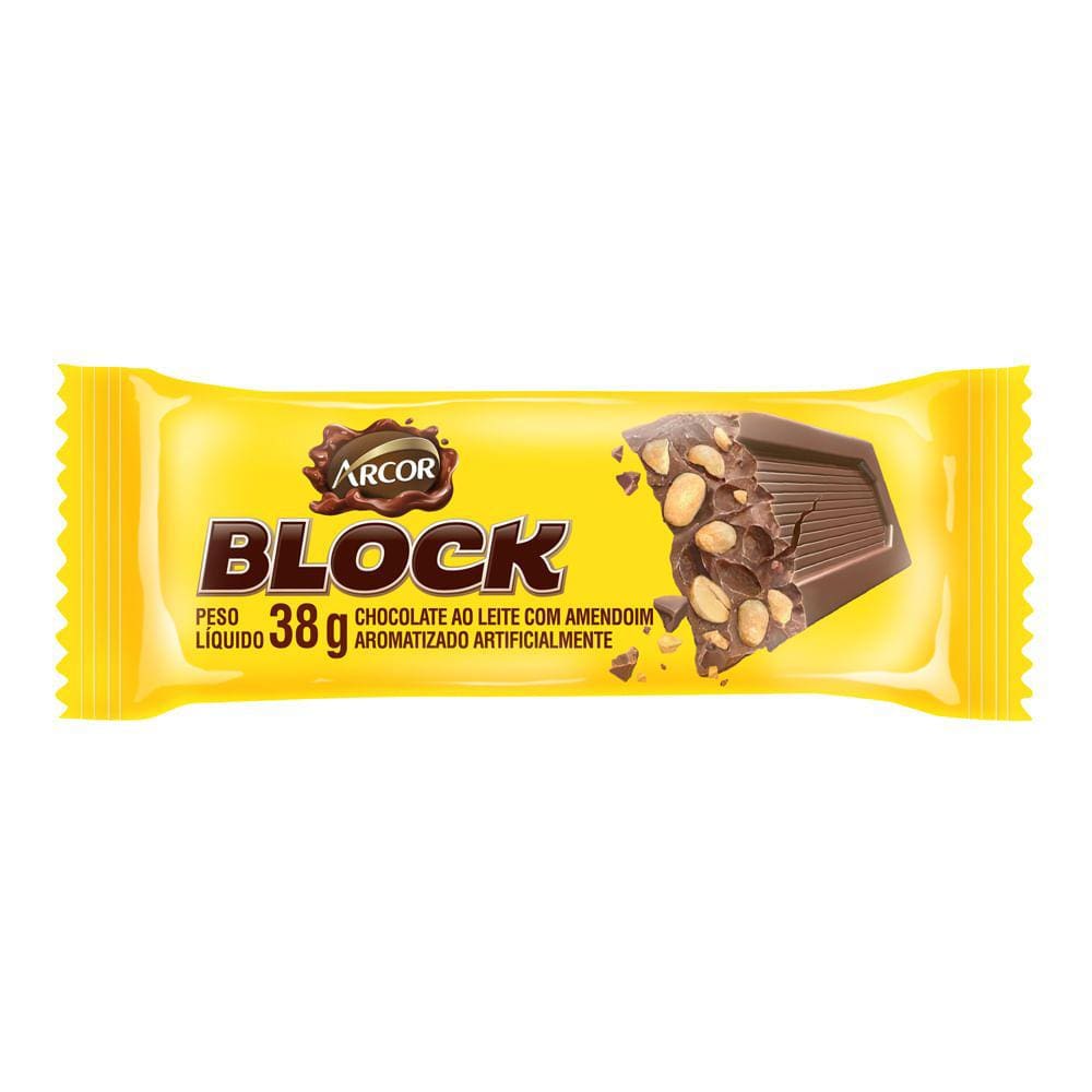 Chocolate Arcor Block Ao Leite com Amendoim 38g