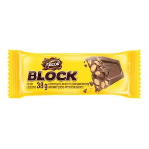 Chocolate Arcor Block Ao Leite com Amendoim 38g