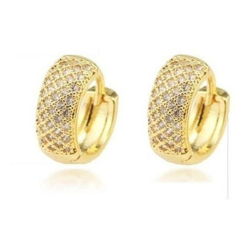 Brinco Argola Zircônia Folheado Ouro 18K - Dourado