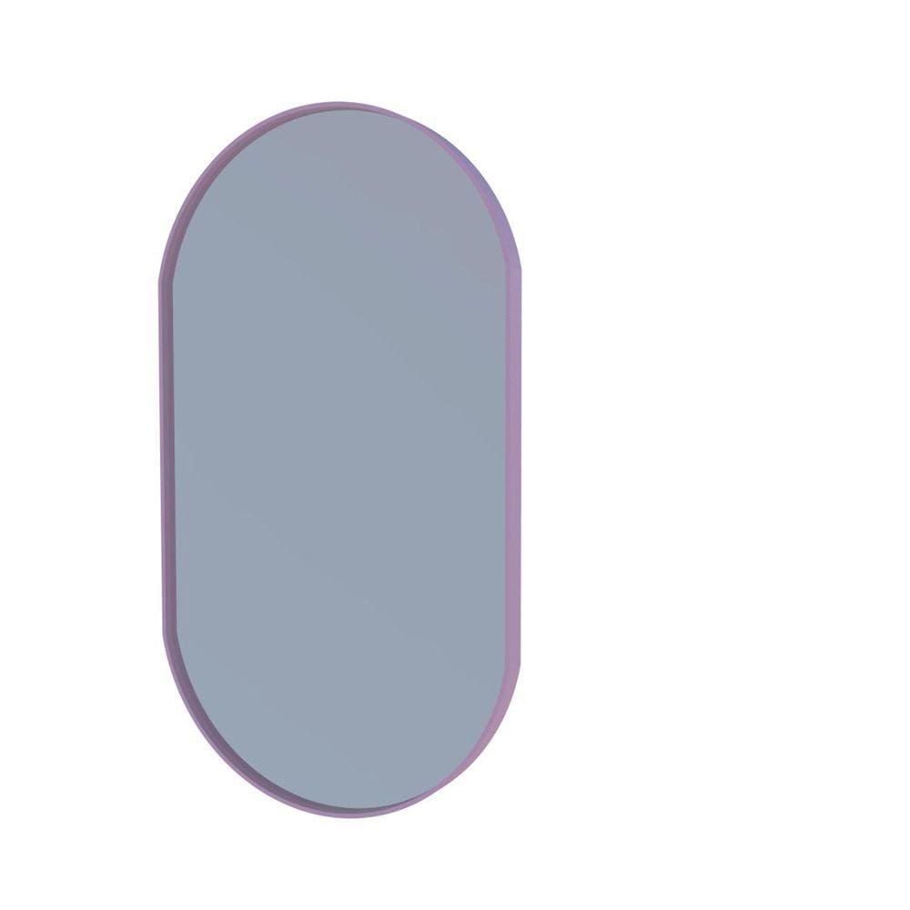Espelho Parede Oval Moldura Couro Para Sala Quarto Banheiro