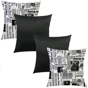 Kit 4 Capas De Almofadas Gorgurinho/Oxford Preto 45X 45