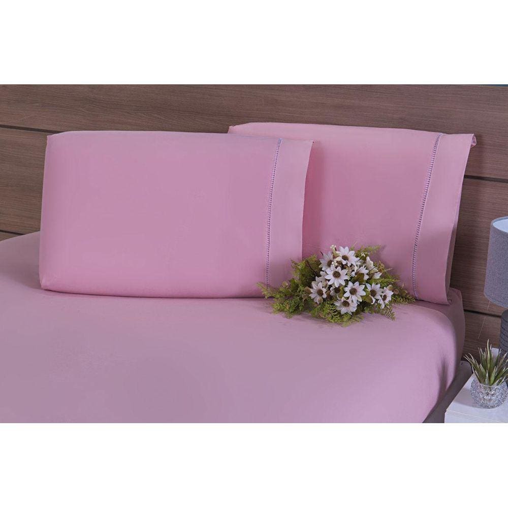 Kit 2 Fronhas King 60X80 Algodão 200 Fios Ponto Palito Rose