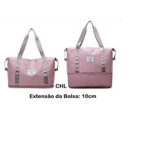 Bolsa De Viagem Multifuncional Dobrável Rosa- Com Extensão