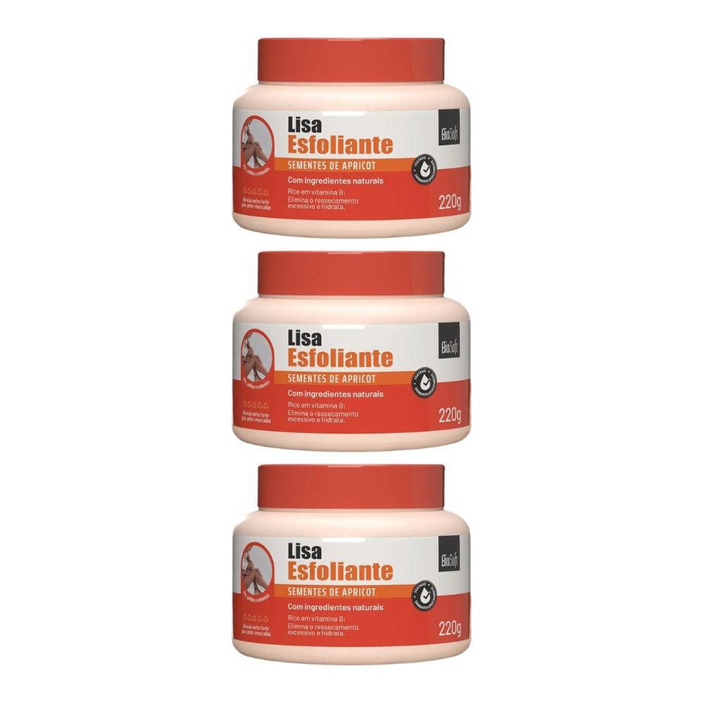 Creme Para Pés Soft Hair Esfol Apricot Bio 220g - Kit C/ 3un